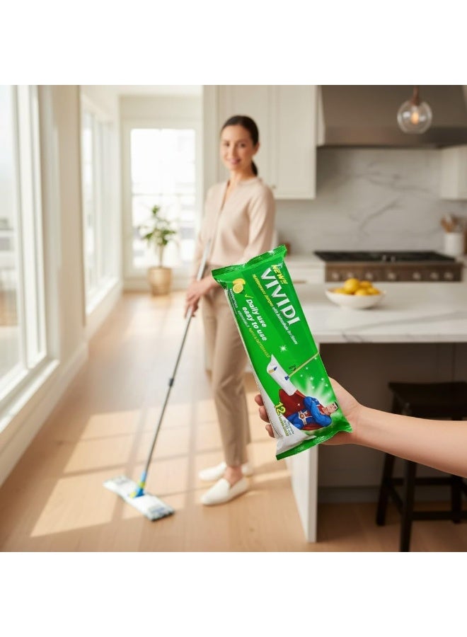 Wet Floor Cleaning Wipes 40×60 cm Lemon Scent, Biodegradable Mop Wipes with Stick Slot, Compatible with Flat Mops, Suitable for Hardwood, Tiles and All Hard Surfaces - Image 3