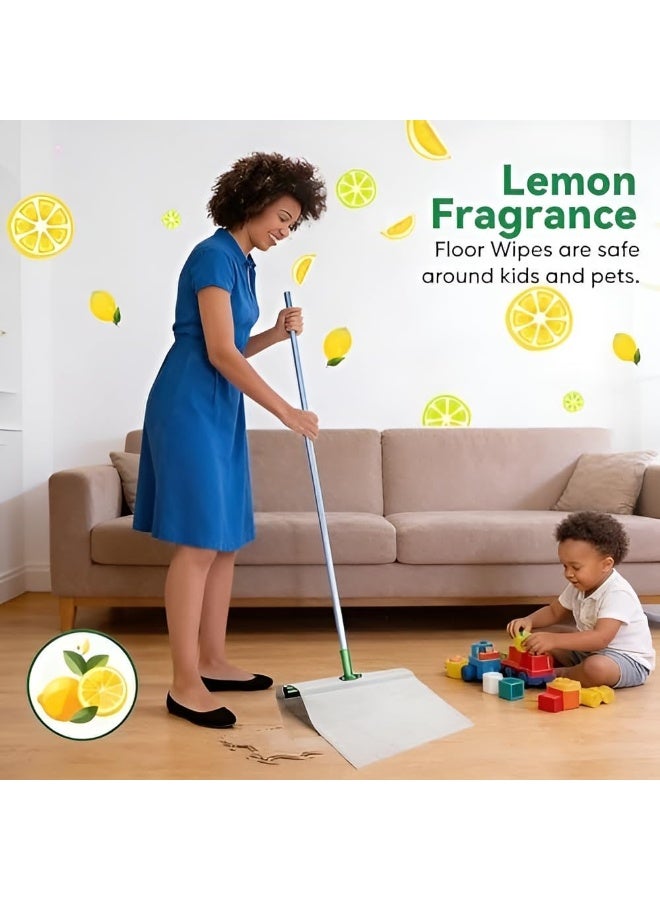 Wet Floor Cleaning Wipes 40×60 cm Lemon Scent, Biodegradable Mop Wipes with Stick Slot, Compatible with Flat Mops, Suitable for Hardwood, Tiles and All Hard Surfaces - Image 5