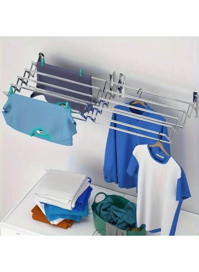 Heavy Duty Steel Wall Mounted Clothes Rack 47 24inch Multi Hook Design Space Saving - Image 2