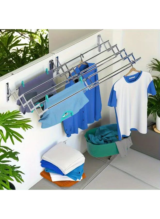 Heavy Duty Steel Wall Mounted Clothes Rack 47 24inch Multi Hook Design Space Saving - Image 4