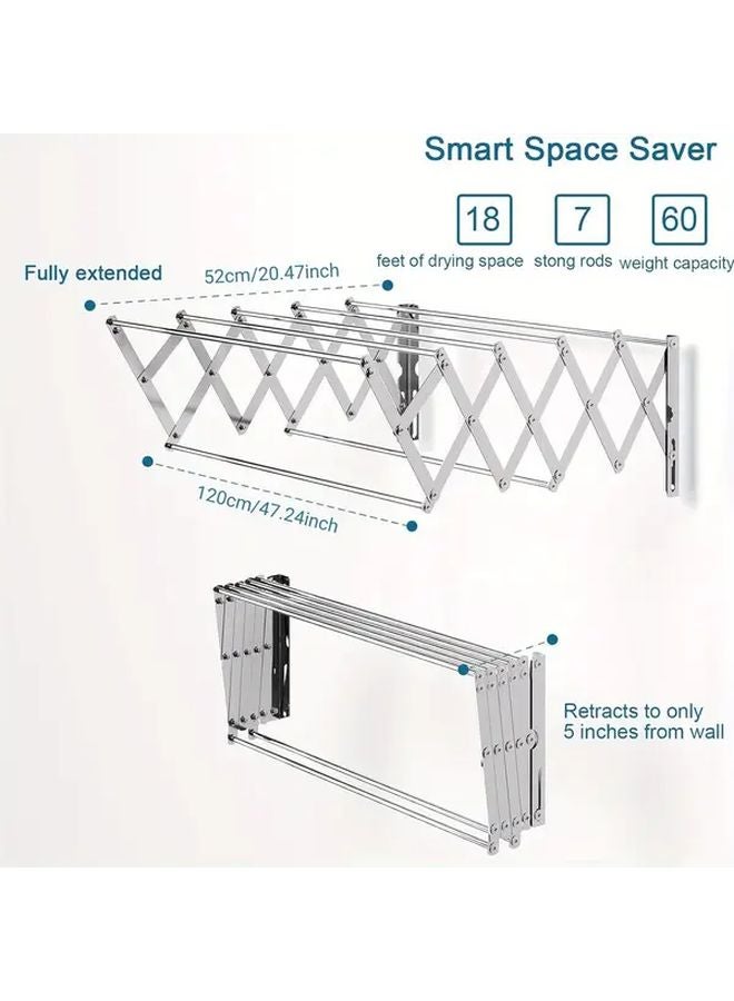 Heavy Duty Steel Wall Mounted Clothes Rack 47 24inch Multi Hook Design Space Saving - Image 5