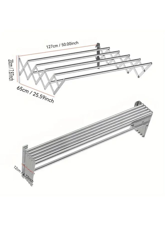 Heavy Duty Steel Wall Mounted Clothes Rack 47 24inch Multi Hook Design Space Saving - Image 1