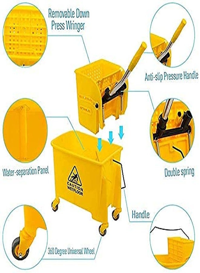 Shivis™Mini Mop Bucket Wringer Trolley (20 Liter) (Yellow, Acrylonitrile Butadiene Styrene (ABS)) - Image 3