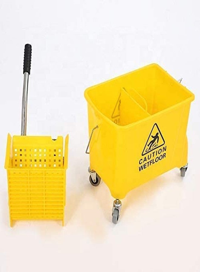 Shivis™Mini Mop Bucket Wringer Trolley (20 Liter) (Yellow, Acrylonitrile Butadiene Styrene (ABS)) - Image 2