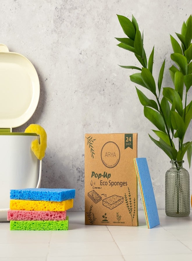 Aryaa ARYA. | Pop-Up Eco Sponges 24 Pack | Natural Cellulose | Compostable & Biodegradable | Compressed Kitchen & Bathroom Sponges | Plastic-Free & Non-Scratch (24) - Image 3