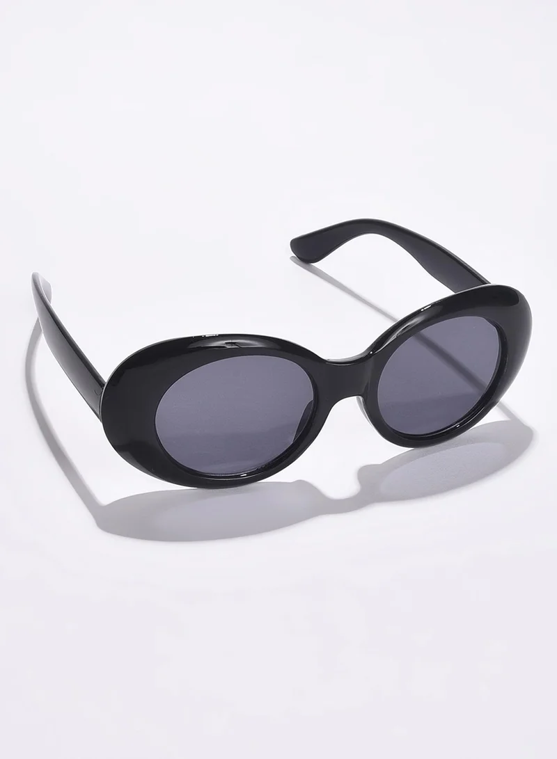 Haute Sauce Grey Lens Black Oval Sunglasses