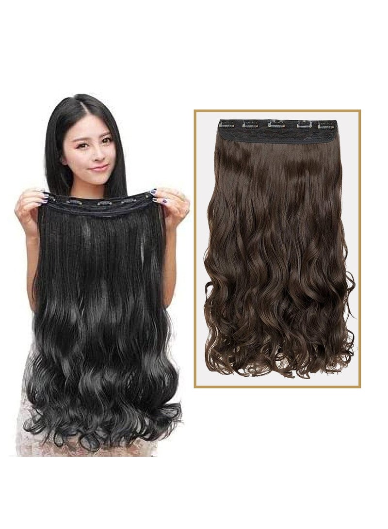 Estelle Full Head One Piece Long Straight and Body Wave Hair Extension with 5 Clips Suitable for Women and Girls (Body Wave No 4) - Image 1