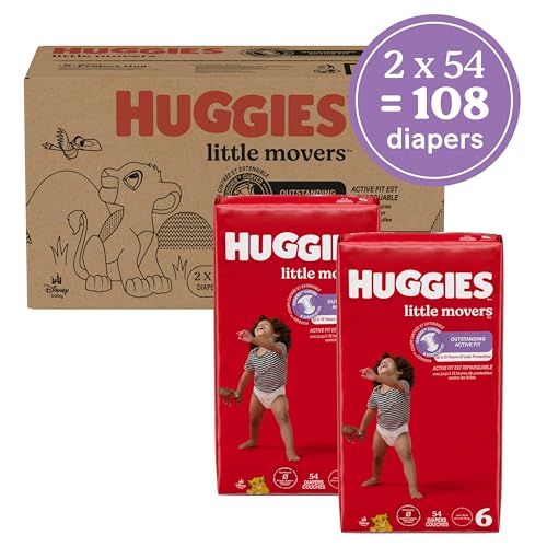 Huggies Size 6 Diapers Little Movers Baby Diapers Size 6 35 lbs 108 Count 2 Packs of 54 Packaging May Vary - Image 3