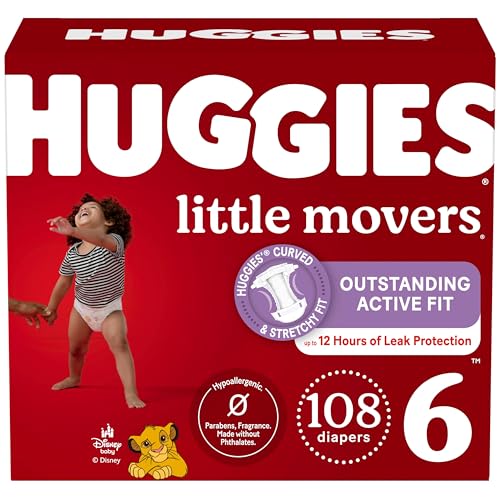 Huggies Size 6 Diapers Little Movers Baby Diapers Size 6 35 lbs 108 Count 2 Packs of 54 Packaging May Vary - Image 1