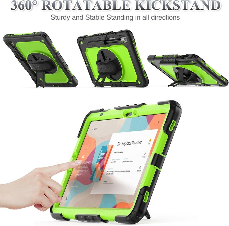 SEYMAC Case for Galaxy Tab S9 Plus /S9 FE Plus/S10 Plus 12.4'', with Screen Protector Pencil Holder [360 Rotating Hand Strap] &Stand, Drop-Proof, Yellowish+Pink - Image 4