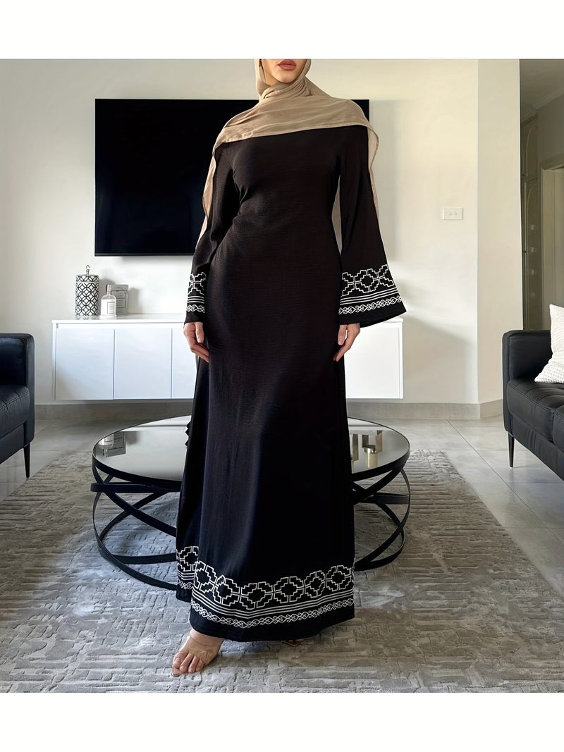 Women'S Elegant Arabian Abaya Dress - Long Islamic Robe with Waist Belt, Black Formal & Everyday Muslim Gown for Weddings, Office, Travel - Modest Islamic Clothing (No Headscarf... - Image 2