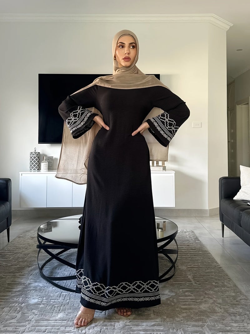 Women'S Elegant Arabian Abaya Dress - Long Islamic Robe with Waist Belt, Black Formal & Everyday Muslim Gown for Weddings, Office, Travel - Modest Islamic Clothing (No Headscarf... - Image 4