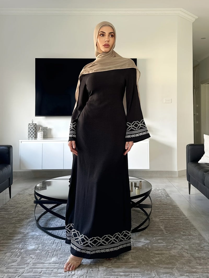 Women'S Elegant Arabian Abaya Dress - Long Islamic Robe with Waist Belt, Black Formal & Everyday Muslim Gown for Weddings, Office, Travel - Modest Islamic Clothing (No Headscarf... - Image 5