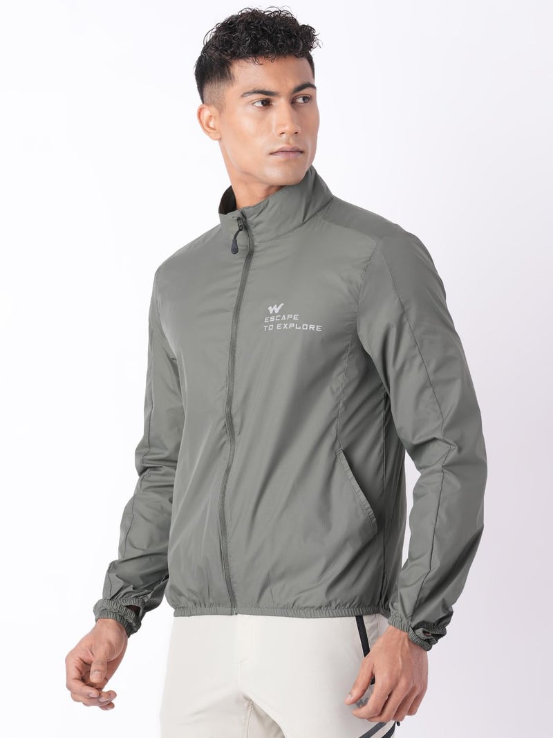 Wildcraft Men Sierra Solid Nylon Blend Collored Casual Wind Breaker Jacket, Full Sleeve - Regular fit, Olive Green, M - Image 2