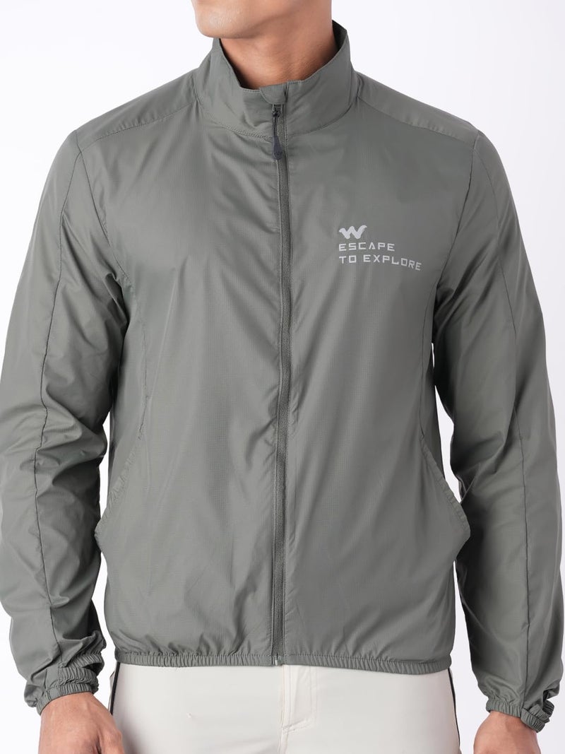 Wildcraft Men Sierra Solid Nylon Blend Collored Casual Wind Breaker Jacket, Full Sleeve - Regular fit, Olive Green, M - Image 5