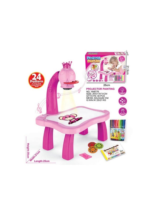 Adjustable Rotating Kids Projector Painting With 12 Colour Markers And 24 Patterns To Trace - Image 1