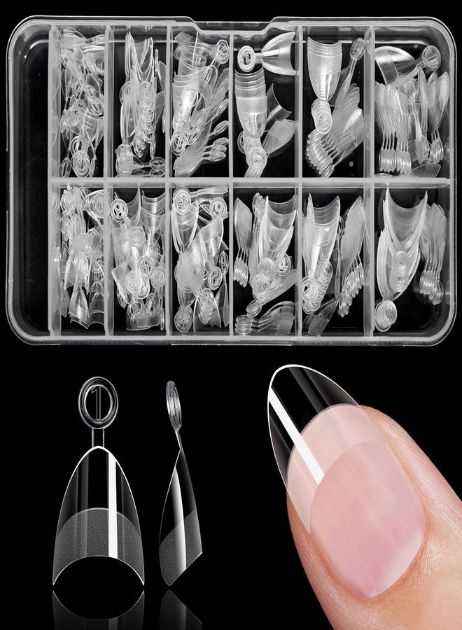 Lifextol 240pc Almond Gel Nail Tips Short Fake Nails for Press on Nails Clear Acrylic Nails Tips, 12 Sizes Half Cover Nail tips Almond Soft Gel Nail Tips False Nails Extension Artificial Fingernail - Image 1