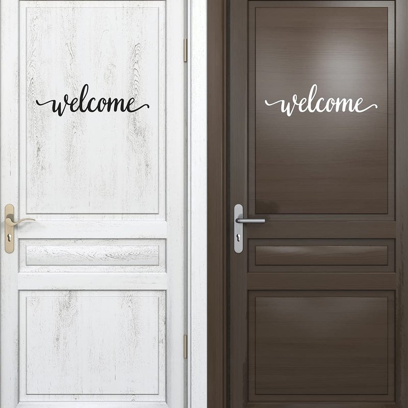 MEFOSS 2PCS ملصقات ترحيب قابلة للإزالة من الفينيل كلمات حروف لتزيين أبواب المنزل والمكتب والفصل الدراسي