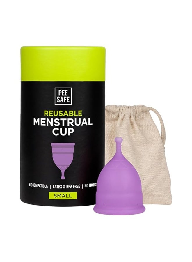PEESAFE Pee Safe Reusable Menstrual Cup for Women - Small Size with Pouch|Ultra Soft, Odour and Rash Free|100% Medical Grade Silicone |No Leakage | Protection for Up to 8-10 Hours | US FDA Registered,Pack of 1 - Image 1