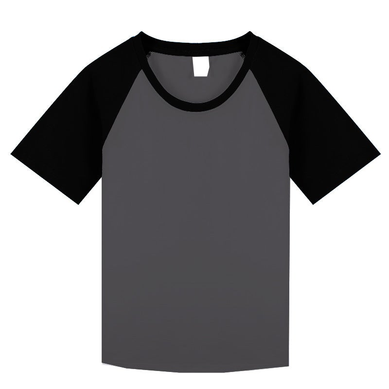 Summer Men'S And Women'S Same Style Short-Sleeved Hong Kong Style T-Shirt Trendy Brand Fashionable Loose All-Match New Style Round Neck Color Matching Base Shirt Trendy - Image 1