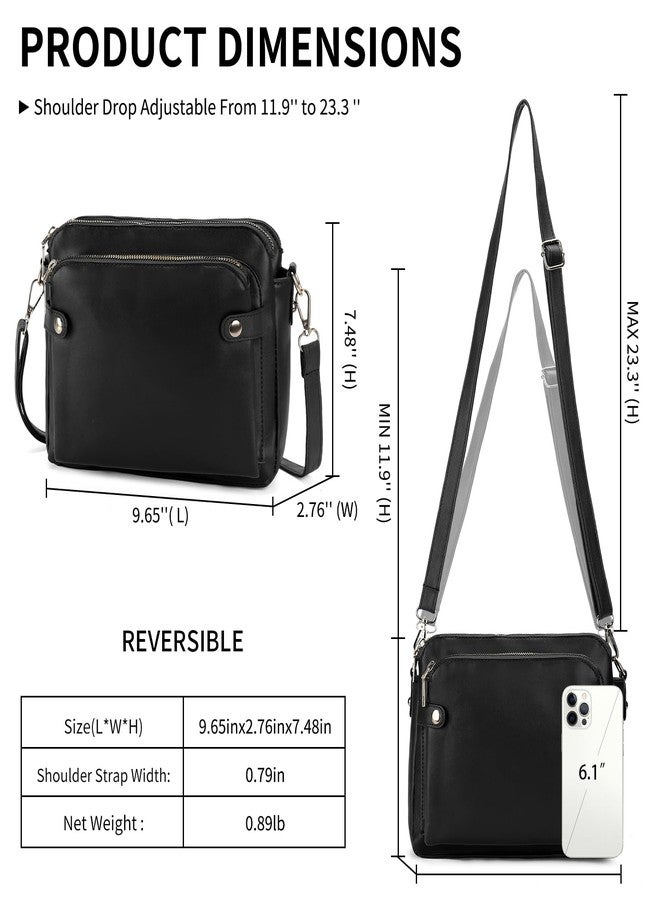 SENDEFN Vegan Leather Crossbody Bags for Women, Three-Layer Shoulder Bag, Sling Crossover Shoulder Bag - Image 4