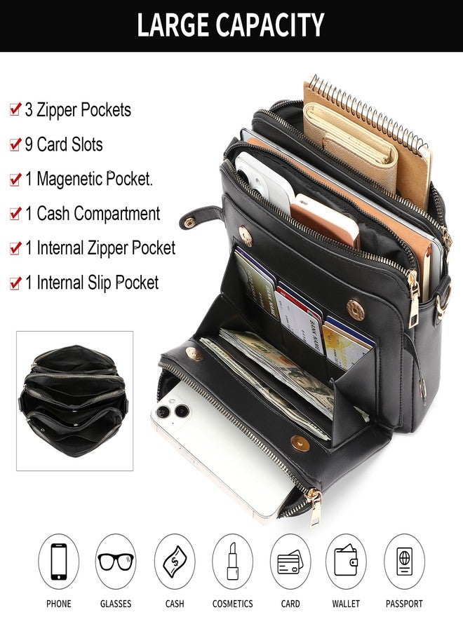 SENDEFN Vegan Leather Crossbody Bags for Women, Three-Layer Shoulder Bag, Sling Crossover Shoulder Bag - Image 2