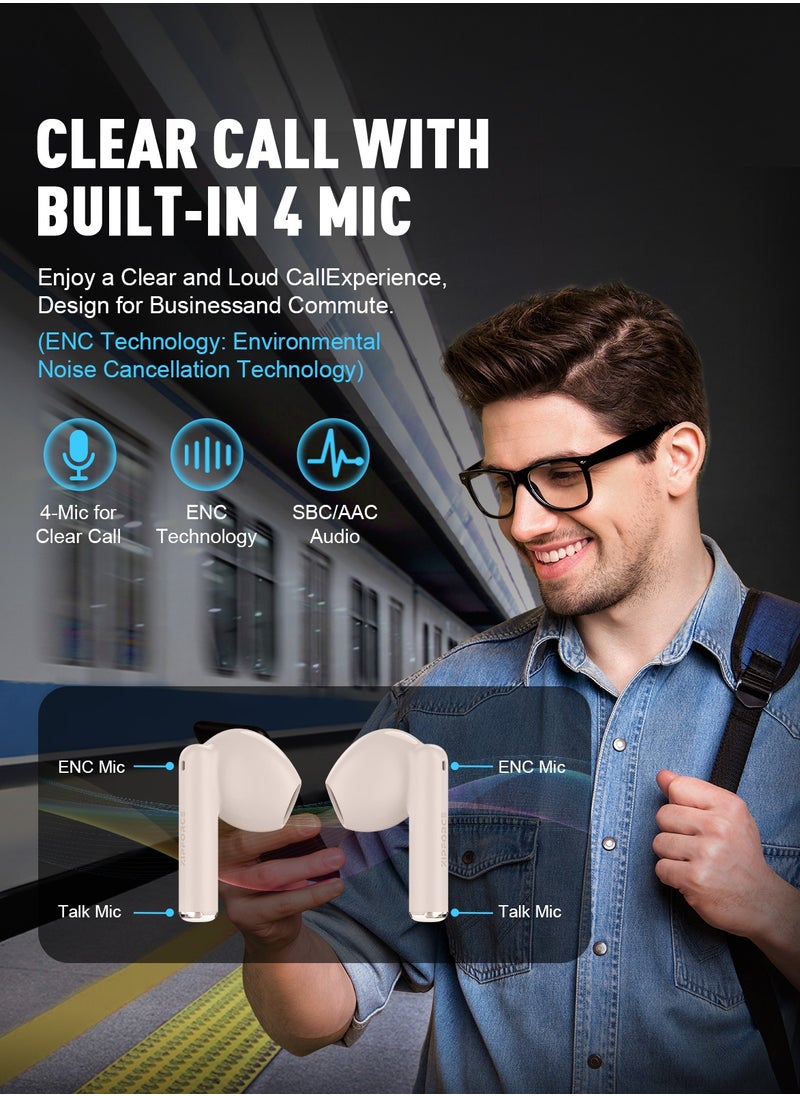 ZIPFORCE - ZIPFORCE True Wireless Earbuds, In-Ear Bluetooth 5.3 Headphones 4-Mics ENC Clear Call, Bluetooth Earbuds Touch Control, IPX6 Waterproof TWS, Light-Weight Earphones - Image 1