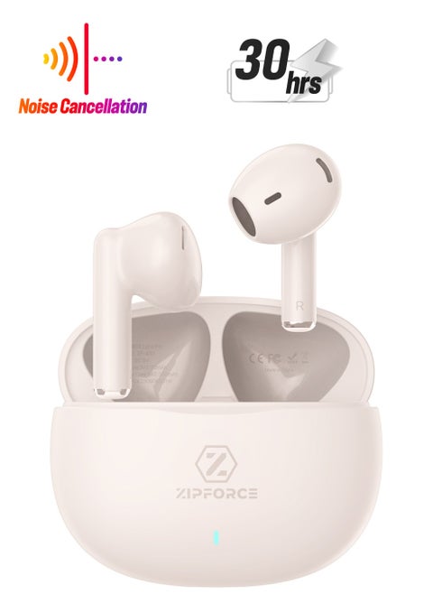 ZIPFORCE True Wireless Earbuds, In-Ear Bluetooth 5.3 Headphones 4-Mics ENC Clear Call, Bluetooth Earbuds Touch Control, IPX6 Waterproof TWS, Light-Weight Earphones