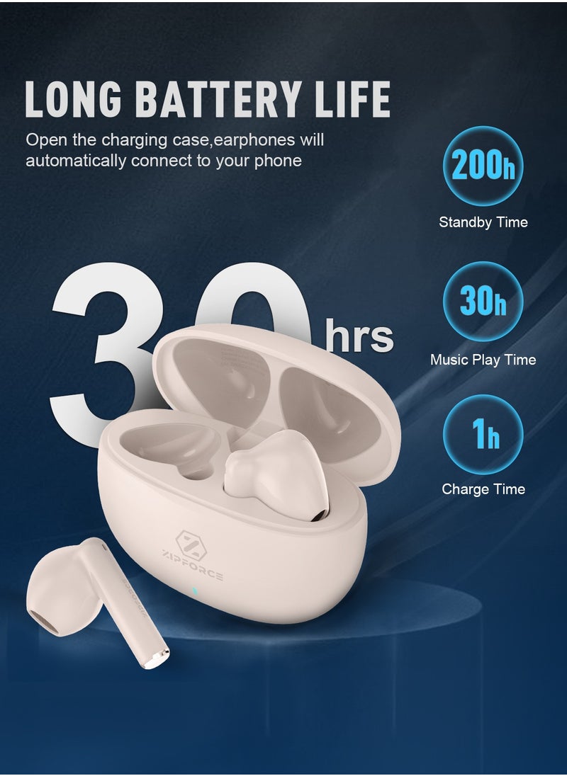 ZIPFORCE - ZIPFORCE True Wireless Earbuds, In-Ear Bluetooth 5.3 Headphones 4-Mics ENC Clear Call, Bluetooth Earbuds Touch Control, IPX6 Waterproof TWS, Light-Weight Earphones - Image 1