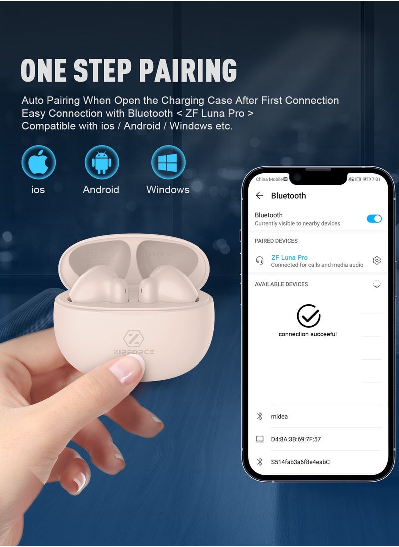 ZIPFORCE - ZIPFORCE True Wireless Earbuds, In-Ear Bluetooth 5.3 Headphones 4-Mics ENC Clear Call, Bluetooth Earbuds Touch Control, IPX6 Waterproof TWS, Light-Weight Earphones - Image 1