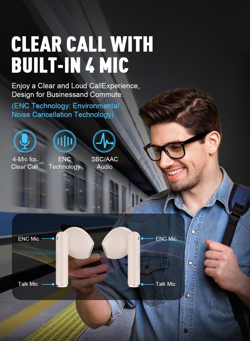 ZIPFORCE True Wireless Earbuds, In-Ear Bluetooth 5.3 Headphones 4-Mics ENC Clear Call, Bluetooth Earbuds Touch Control, IPX6 Waterproof TWS, Light-Weight Earphones - Image 3