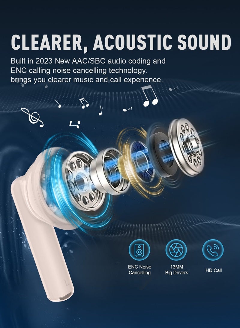 ZIPFORCE True Wireless Earbuds, In-Ear Bluetooth 5.3 Headphones 4-Mics ENC Clear Call, Bluetooth Earbuds Touch Control, IPX6 Waterproof TWS, Light-Weight Earphones - Image 5