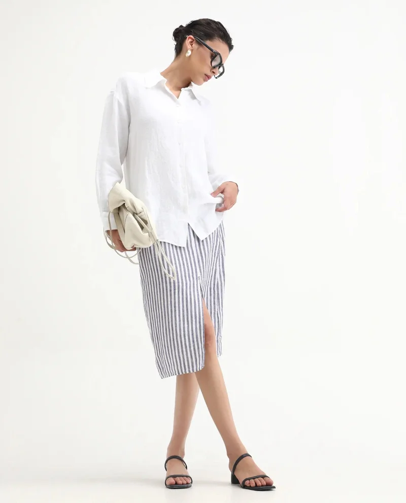 Rareism Women's Solid Linen Shirt
