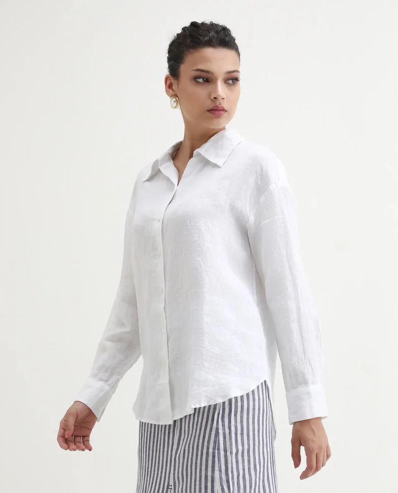Rareism Women's Solid Linen Shirt