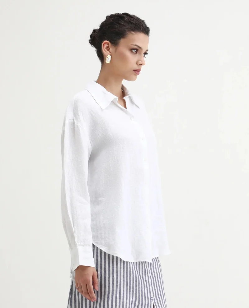 Rareism Women's Solid Linen Shirt
