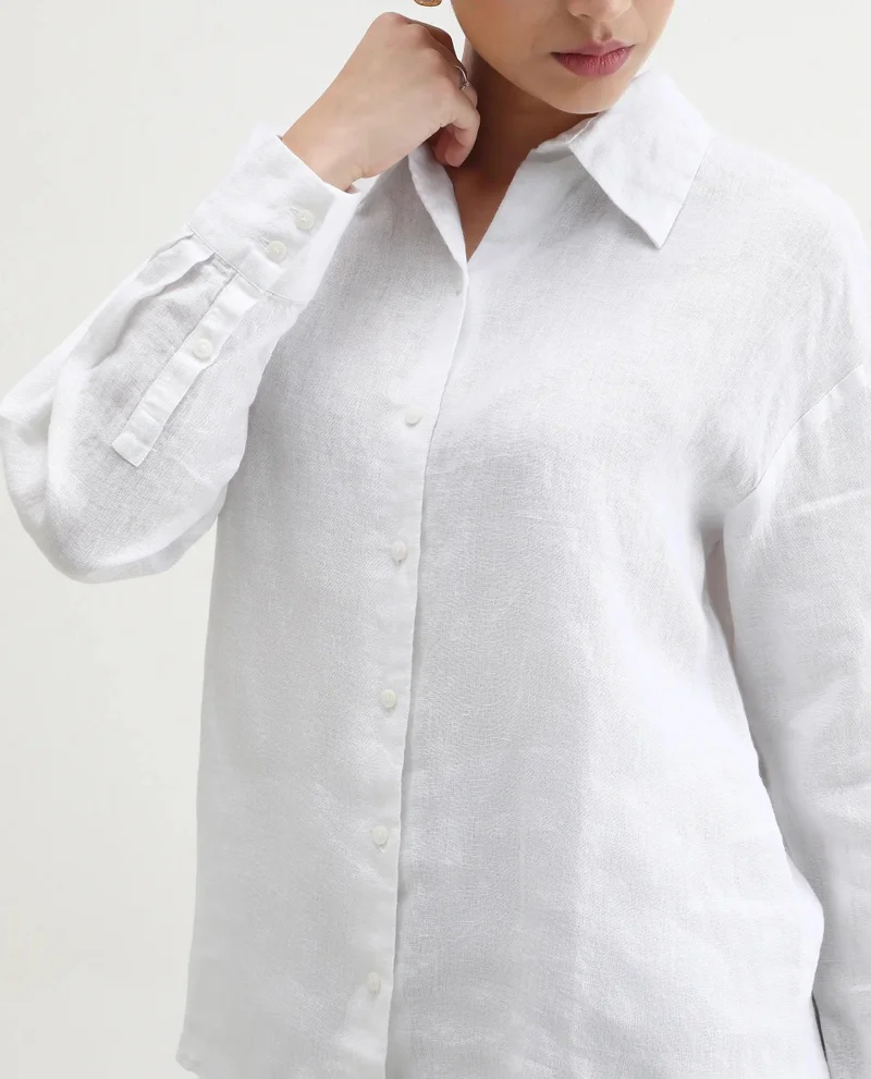 Rareism Women's Solid Linen Shirt