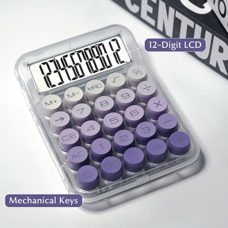 Transparent Gradient Calculator 12 Digit Large Screen Satisfying Clicks Perfect For Office School Accounting Finance Ethereal Ocean Color AAA Battery Not Included - Image 5