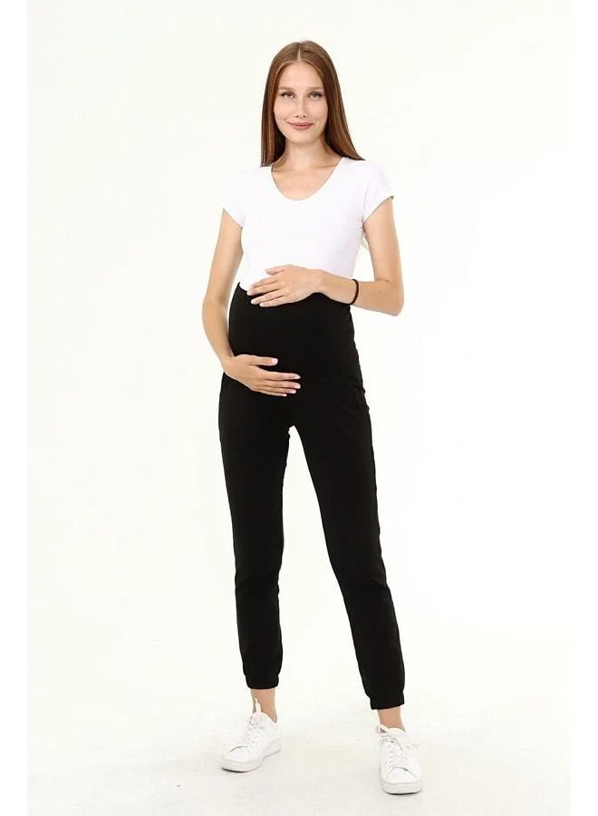LuvmaBelly Myra8090 - Black Maternity Jogger Tracksuit.