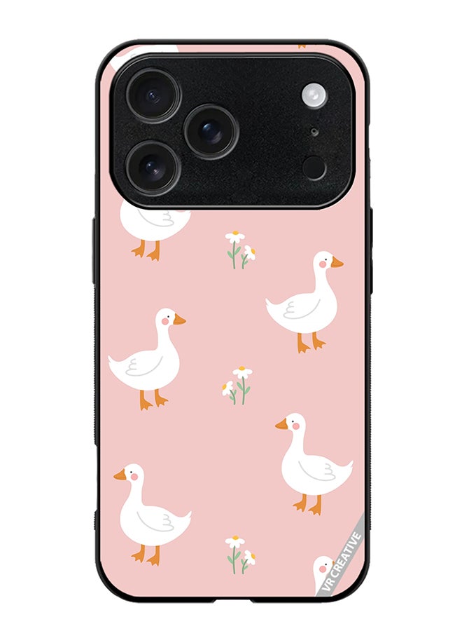VR CREATIVE Protective Case Cover For Apple iPhone 17 Pro Max Cute White Swan Goose Design Multicolour