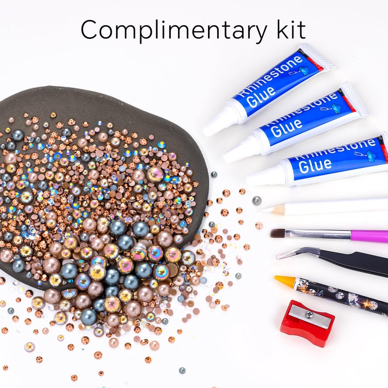 MYYKO 60g Coffee Flatback Rhinestones Half Pearls for Crafting, Mixed Size 3mm-10mm Resin Rhinestones for Bedazzling, Small Pearls for DIY Tumblers Mugs Nail Art Shoes Clothes with Glue - Image 2