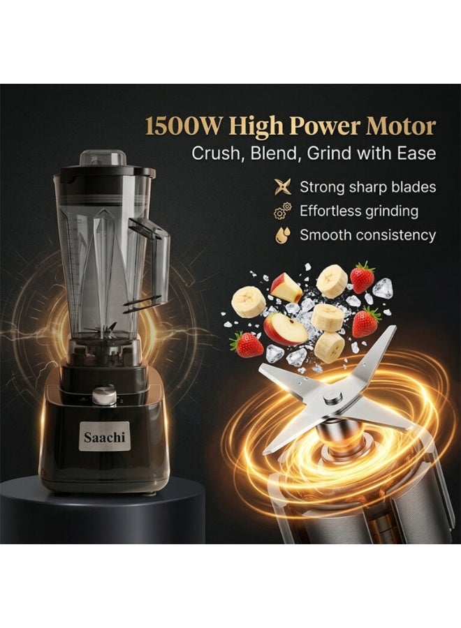 Saachi 2L Blender NL-BL-4408-BK, 1500W Copper Motor, Variable Speed with Pulse, 304 Stainless Steel Blades, Unbreakable Jar, Anti-Skid Base, Overheat Protection 2 L 1500 W NL-BL-4408 Black - Image 4