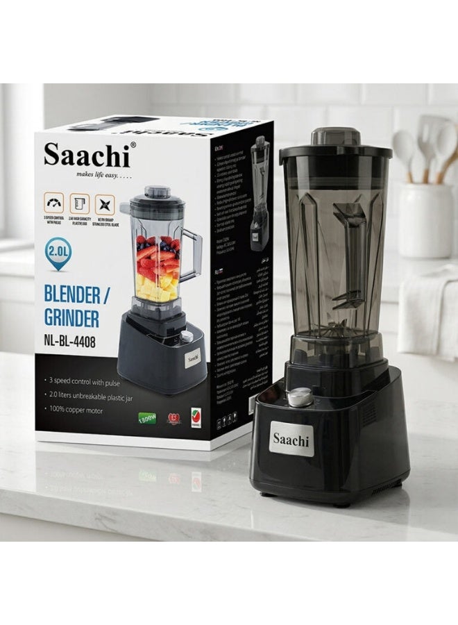 Saachi 2L Blender NL-BL-4408-BK, 1500W Copper Motor, Variable Speed with Pulse, 304 Stainless Steel Blades, Unbreakable Jar, Anti-Skid Base, Overheat Protection 2 L 1500 W NL-BL-4408 Black - Image 2