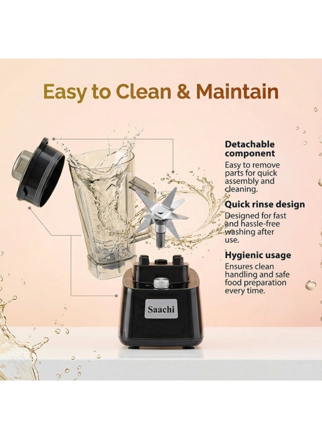Saachi 2L Blender NL-BL-4408-BK, 1500W Copper Motor, Variable Speed with Pulse, 304 Stainless Steel Blades, Unbreakable Jar, Anti-Skid Base, Overheat Protection 2 L 1500 W NL-BL-4408 Black - Image 3