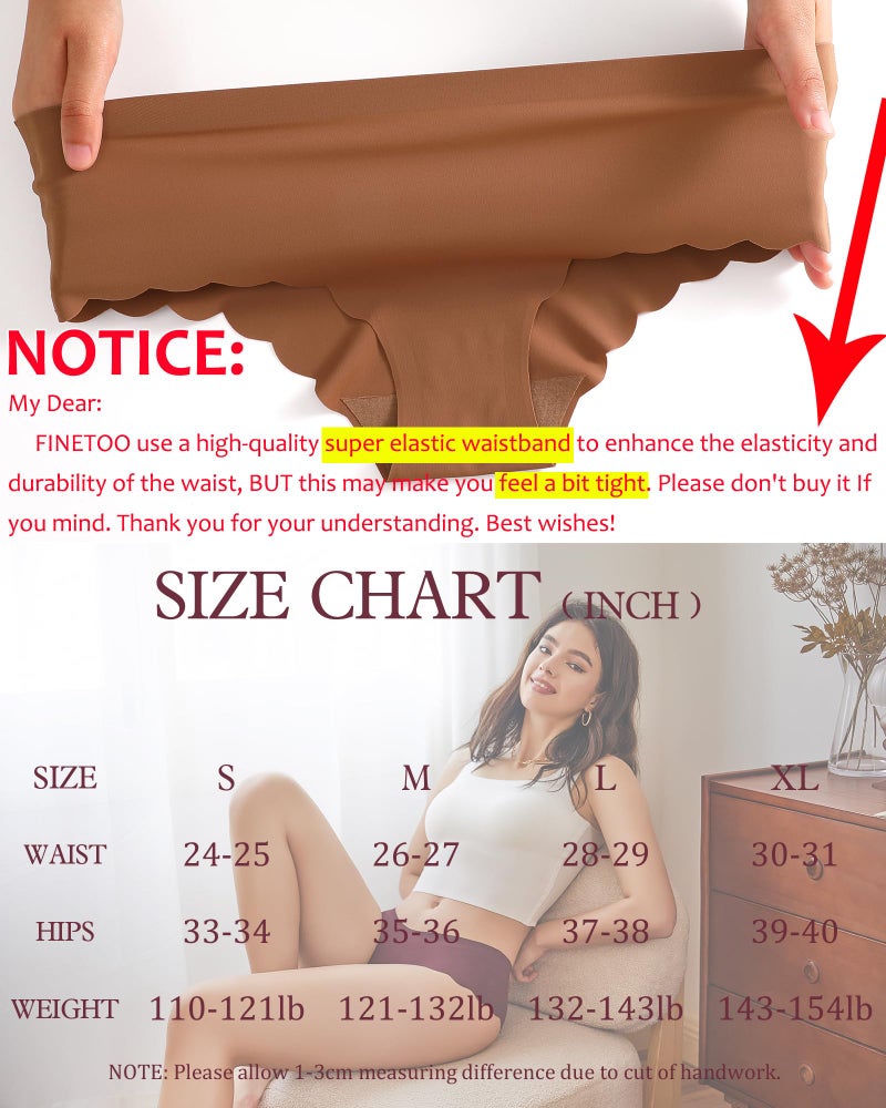 FINETOO 6 pack Seamless Underwear for Women Sexy Low Rise Hipster Wave Edge No Show Bikini Panties Womens Cheeky S-XL Black - Image 4