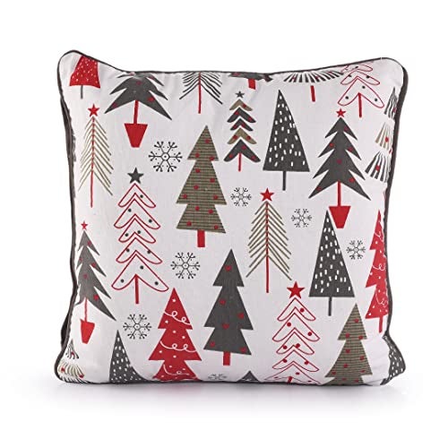 SASHAA WORLD Christmas Trees Cushion Cover | Festive Pillow Cover for Living Room, Sofa, Chair & Holiday Décor | Multi-Color Christmas Pillow Cover | 150 g, 45×45 cm - Image 1