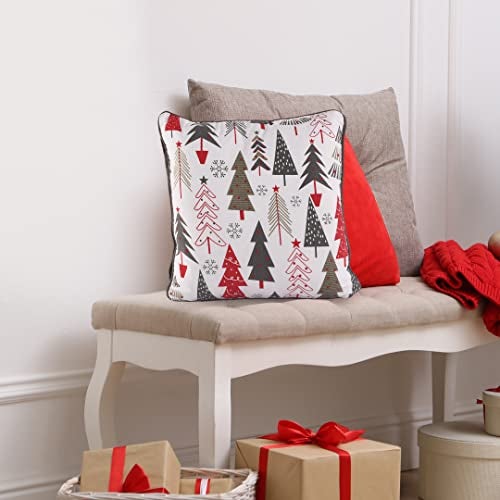 SASHAA WORLD Christmas Trees Cushion Cover | Festive Pillow Cover for Living Room, Sofa, Chair & Holiday Décor | Multi-Color Christmas Pillow Cover | 150 g, 45×45 cm - Image 2
