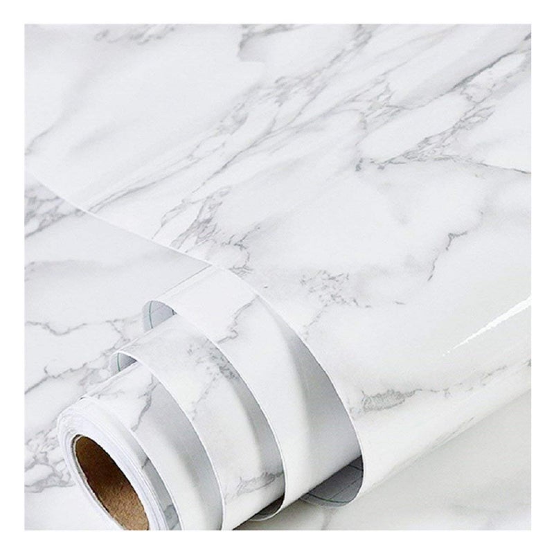 practicalWs Marble Wallpaper Granite White and Gray Wall Paper Roll 354 x 118 Kitchen Countertops Cabinet Furniture is Renovated Thick Vinyl Easy to Remove Without Leaving Glue Upgrade - Image 3