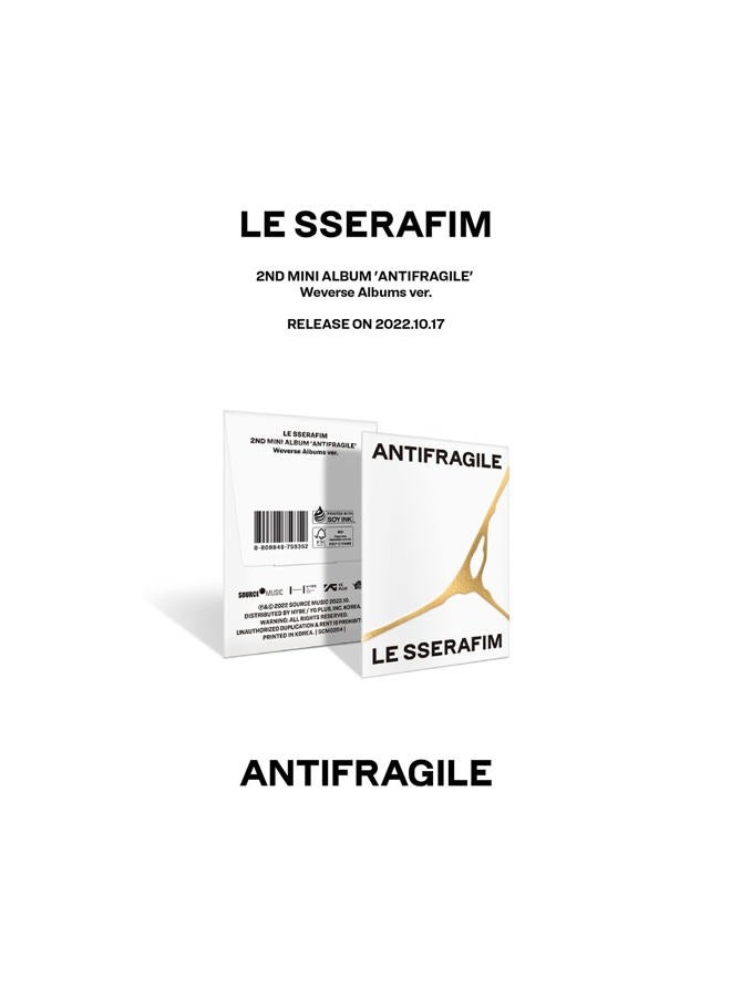 Generic LE SSERAFIM - 2nd Mini Album [ANTIFRAGILE] (Weverse Albums ver.) Card Holder + Photocard + QR Card + User Guide + 2 Pin Button Badges + 4 Extra Photocards  - Image 2