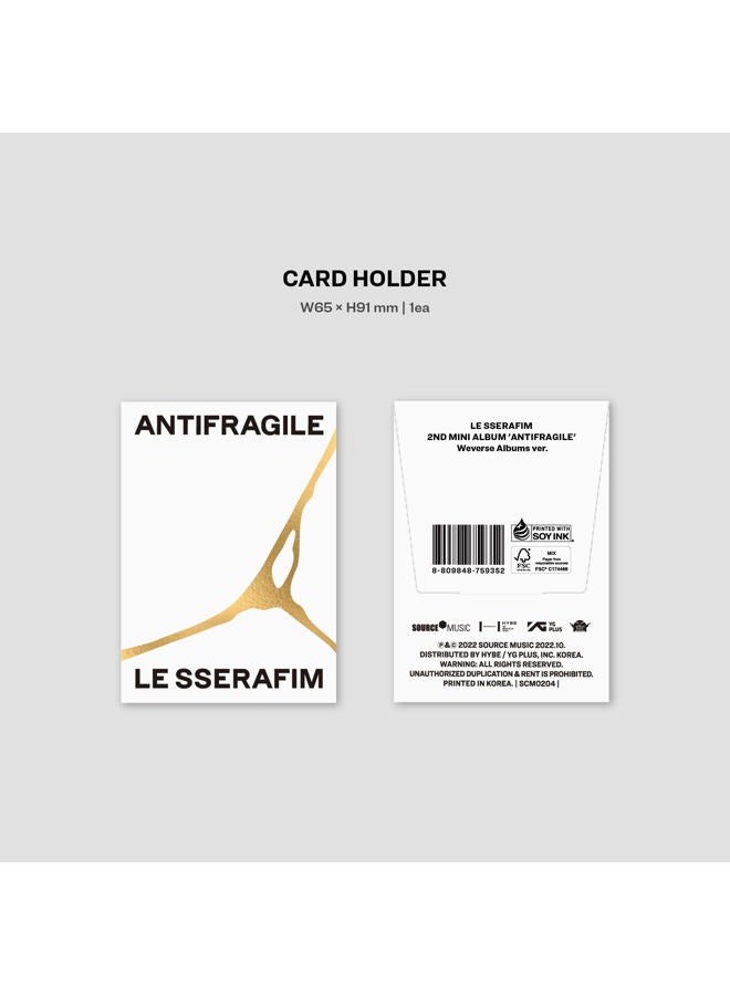 Generic LE SSERAFIM - 2nd Mini Album [ANTIFRAGILE] (Weverse Albums ver.) Card Holder + Photocard + QR Card + User Guide + 2 Pin Button Badges + 4 Extra Photocards  - Image 3