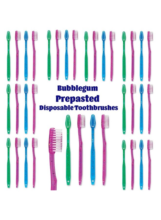 Bottles N Bags Bottles N Bags 28 Kids Prepasted Toothbrushes Individually Wrapped - Bubblegum Disposable Toothbrushes - Great for Sleepovers, Travel (28 Pack)  - Image 3